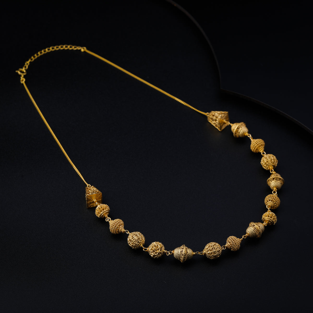 Silver Filigree Bead Necklace (Gold Plated)