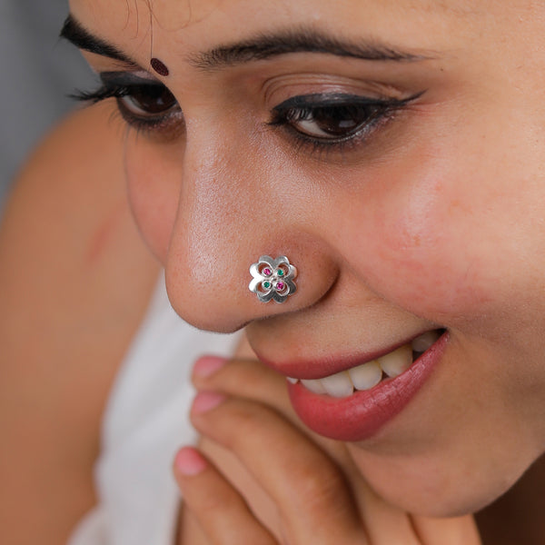 Silver Nakshatra Nose pin (Pierced)