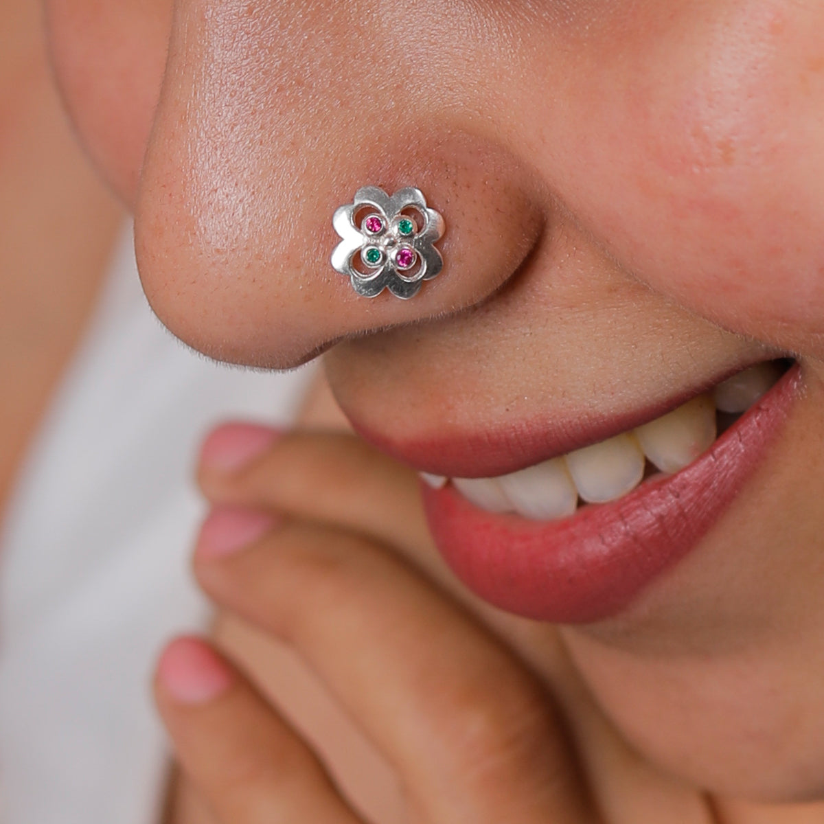 Silver Nakshatra Nose pin (Pierced)