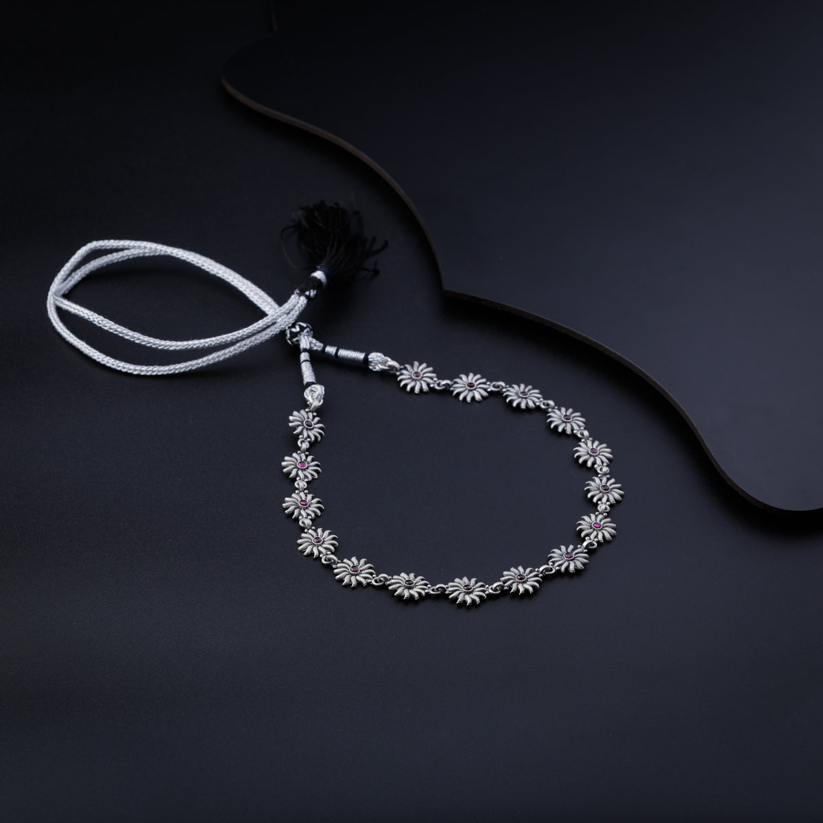 Silver Surya Motif Choker Set