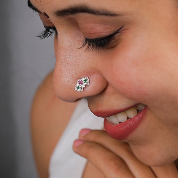 Silver Nakshatra Nose pin (Pierced)