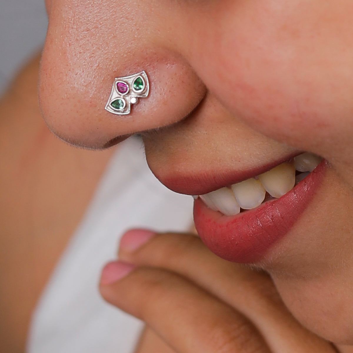 Silver Nakshatra Nose pin (Pierced)