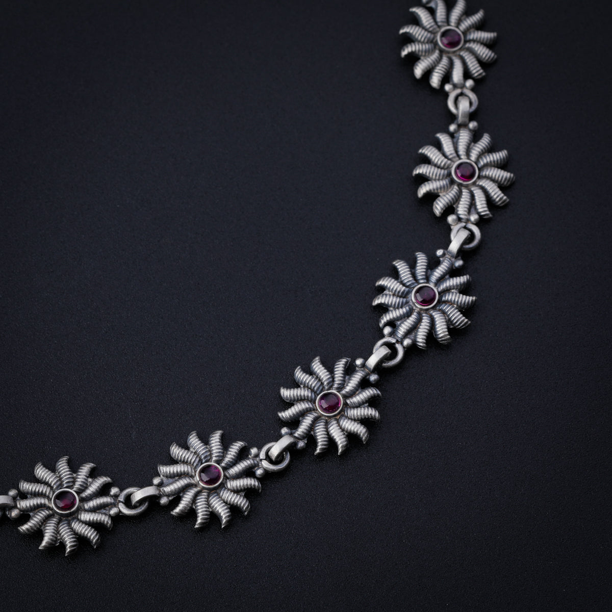 Silver Surya Motif Choker Set