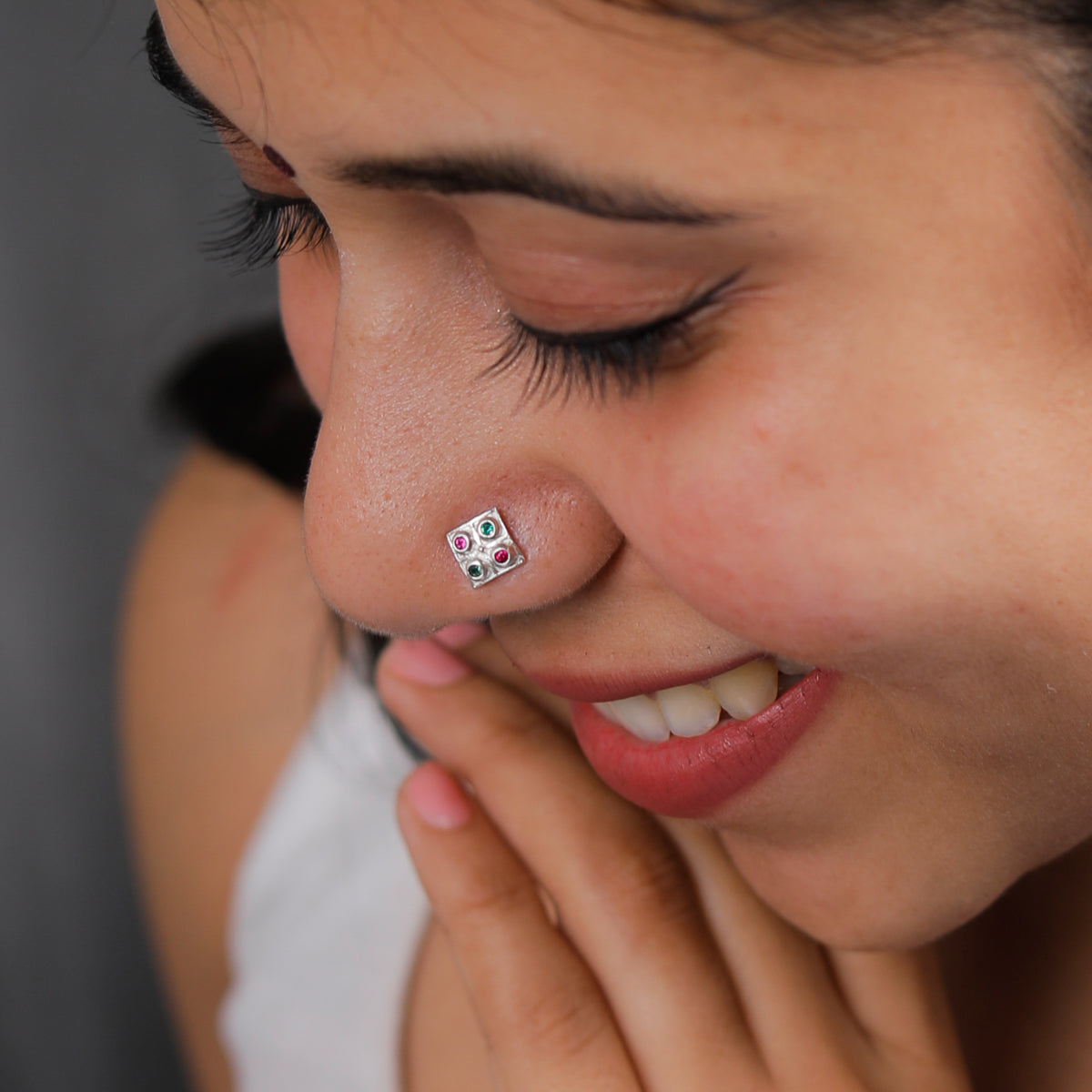 Silver Nakshatra Nose pin (Pierced)