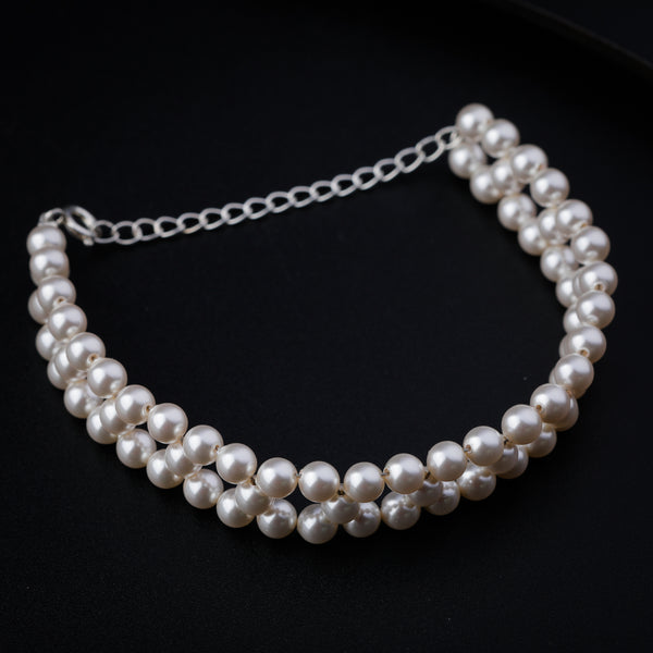 Silver Pearl Beaded Bracelet