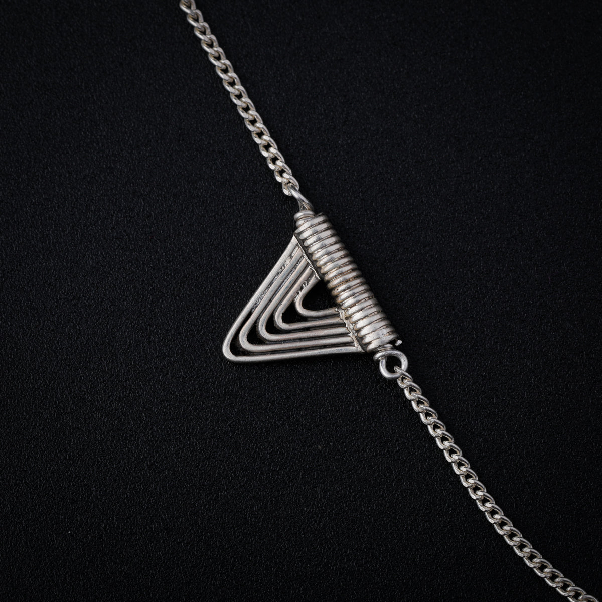 Silver Spiral Triangle Necklace Short