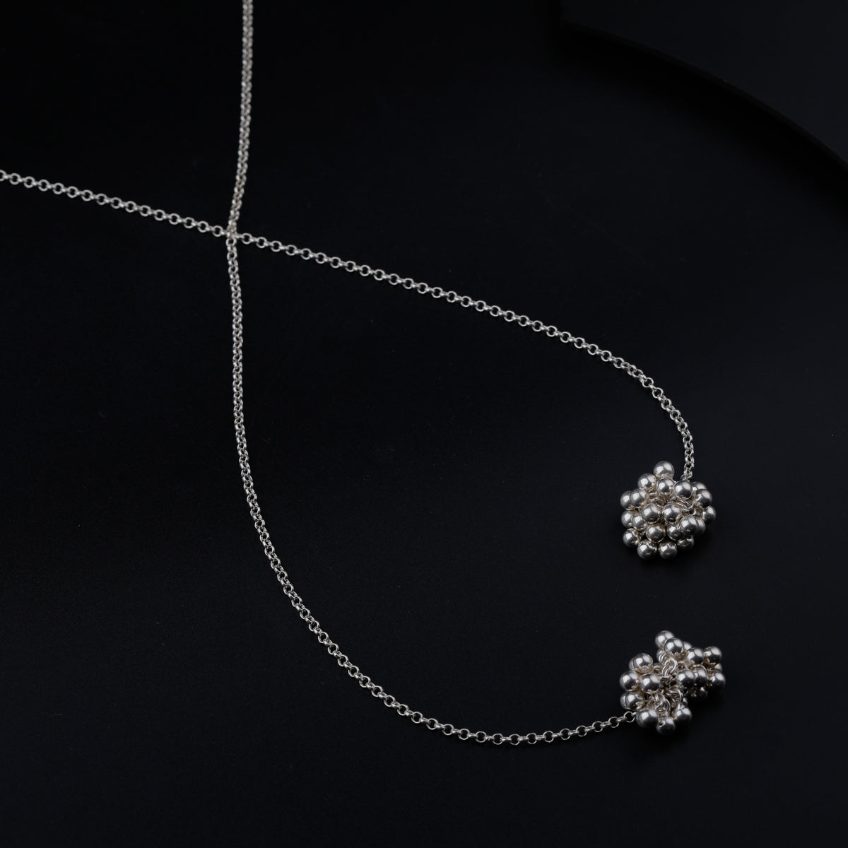 Silver Tie & Wear Necklace with Silver Beads