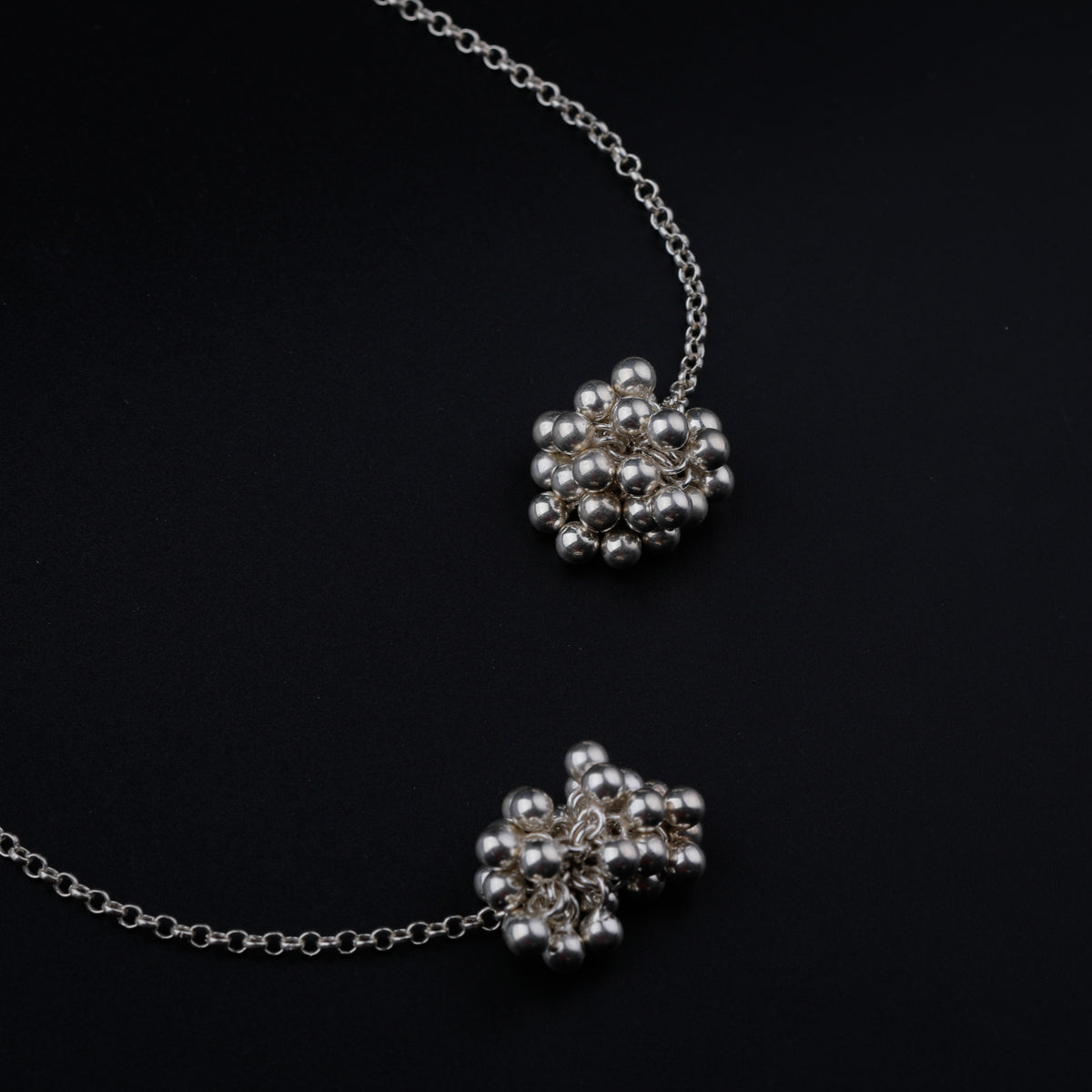 Silver Tie & Wear Necklace with Silver Beads