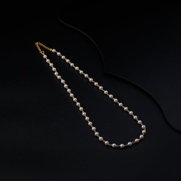 Silver Single Pearl Chain Necklace | 92.5 Silver | 22K Gold Plated