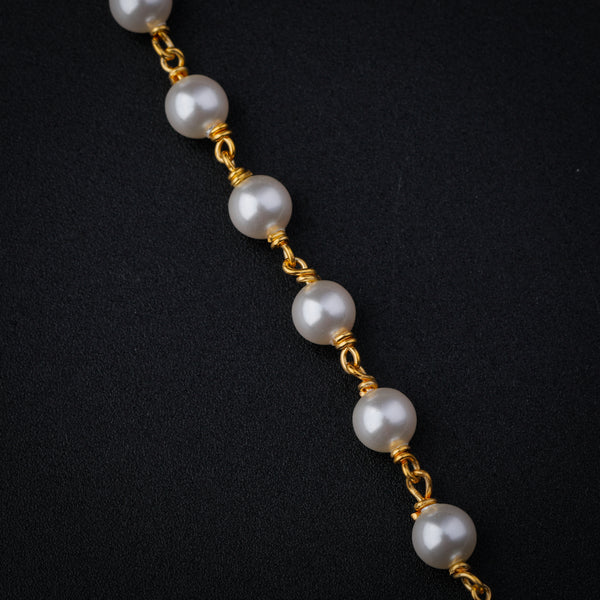 Silver Single Pearl Chain Necklace | 92.5 Silver | 22K Gold Plated