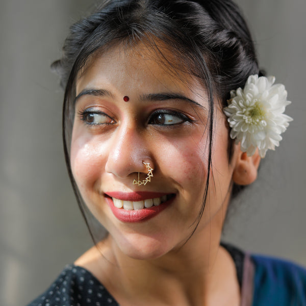 Triangle Line Nath (Left, Pierced) | 92.5 Silver | 22K Gold Plated