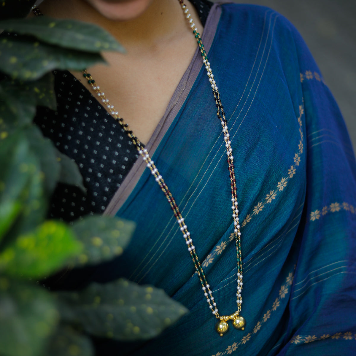 Silver Vatee Mangalsutra | 92.5 Silver | 22K Gold Plated | Multicolor Stones