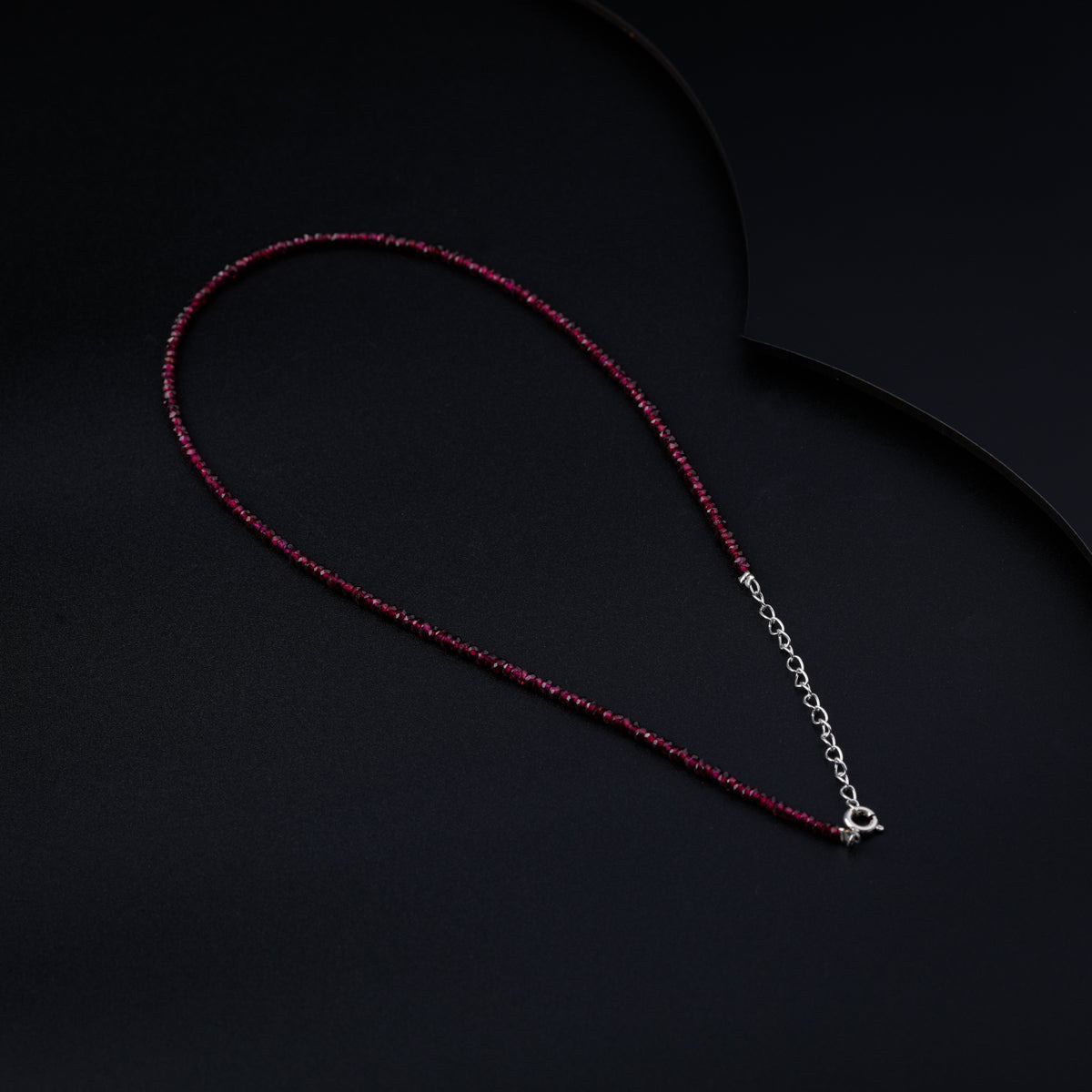 Garnet Silver Necklace (Textured)