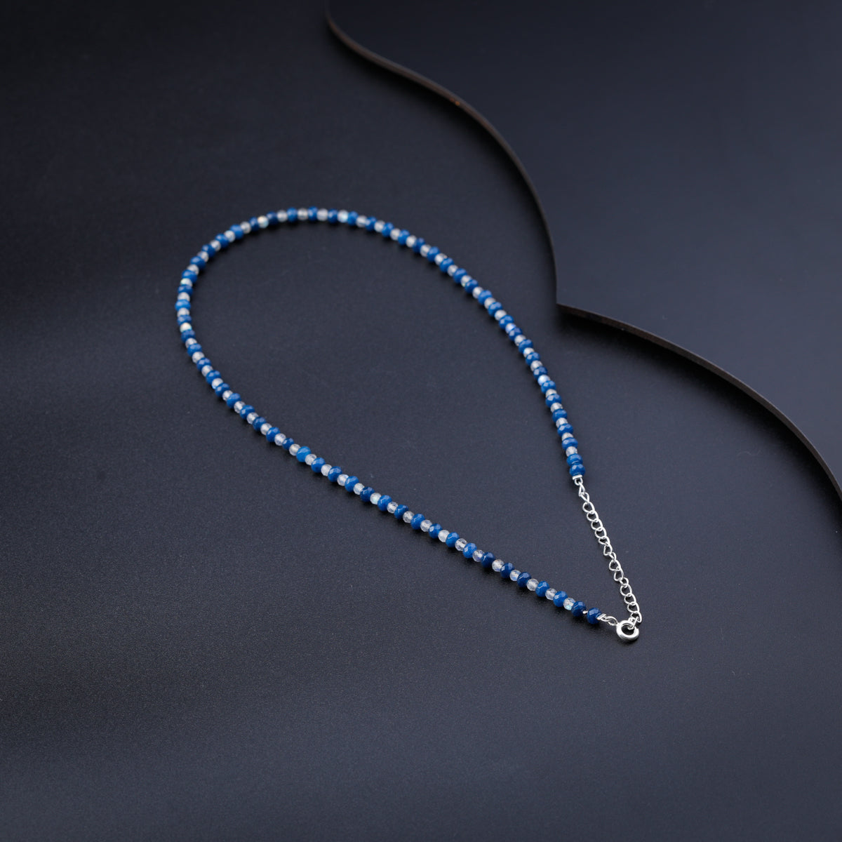 Blue Sapphires and Labradorite Silver Necklace