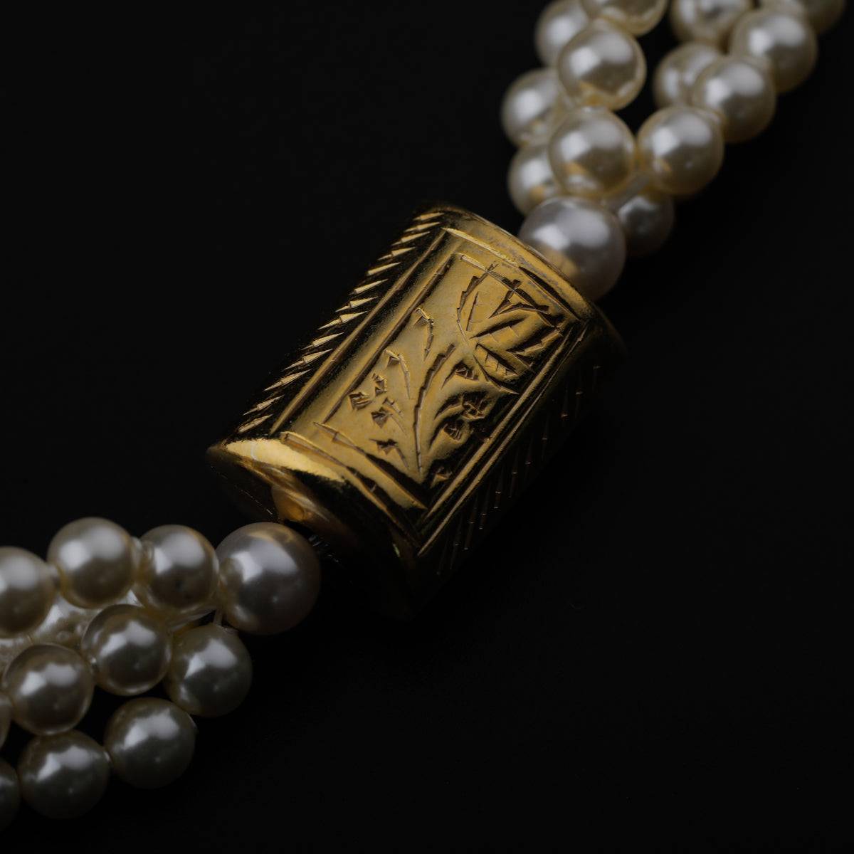 Gold Plated Silver Motif Thushee Necklace with Pearls