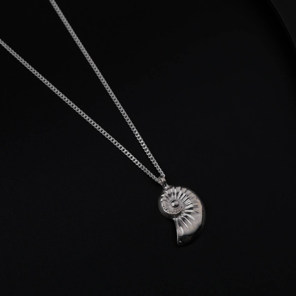 Silver Chain Necklace with Snail Shell Motif