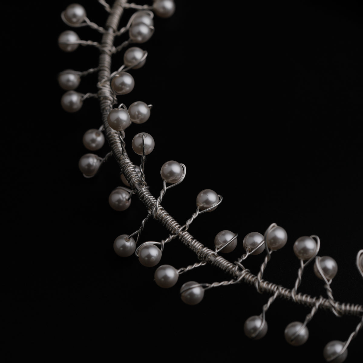 Silver Swarovski Pearls Tiara