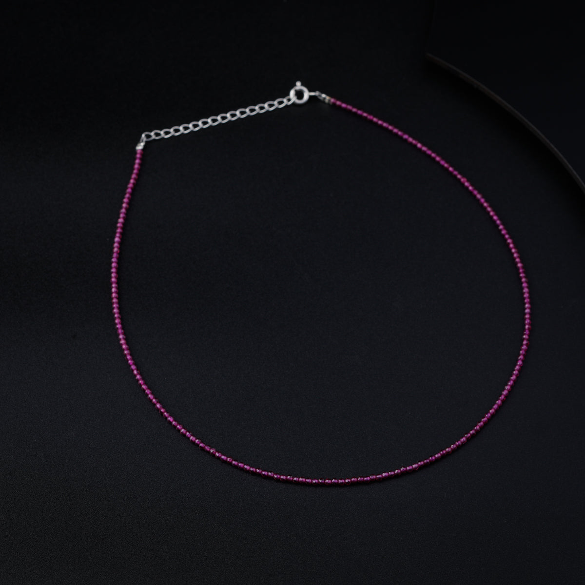 Silver Ruby Necklace (Textured)