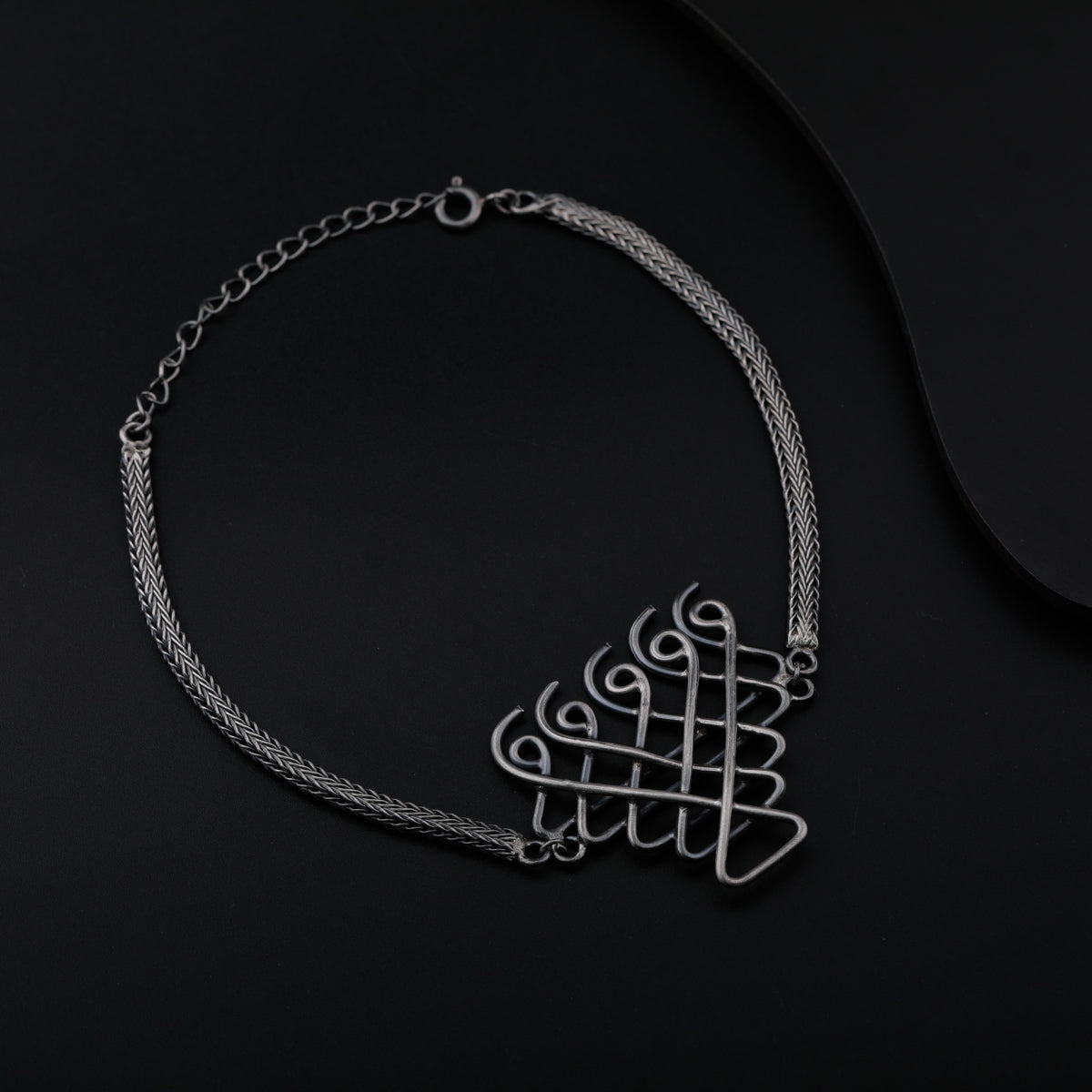Saraswati Bracelet with Silver Chain ( Motif size : Medium )