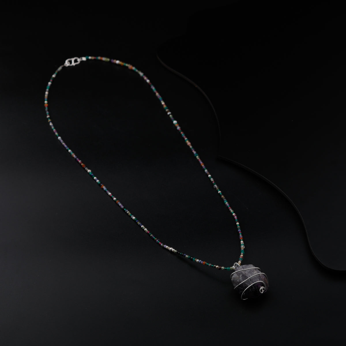 Amethyst Stone Pendant Necklace with Semi Precious Stones