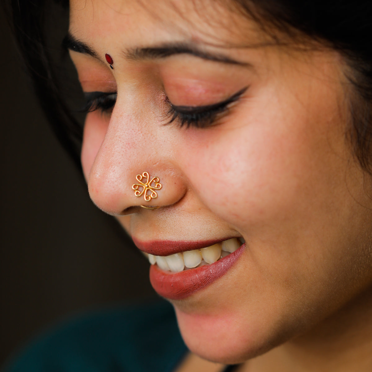 Gopadma Nose pin- Pierced | 92.5 Silver | 22K Gold Plated