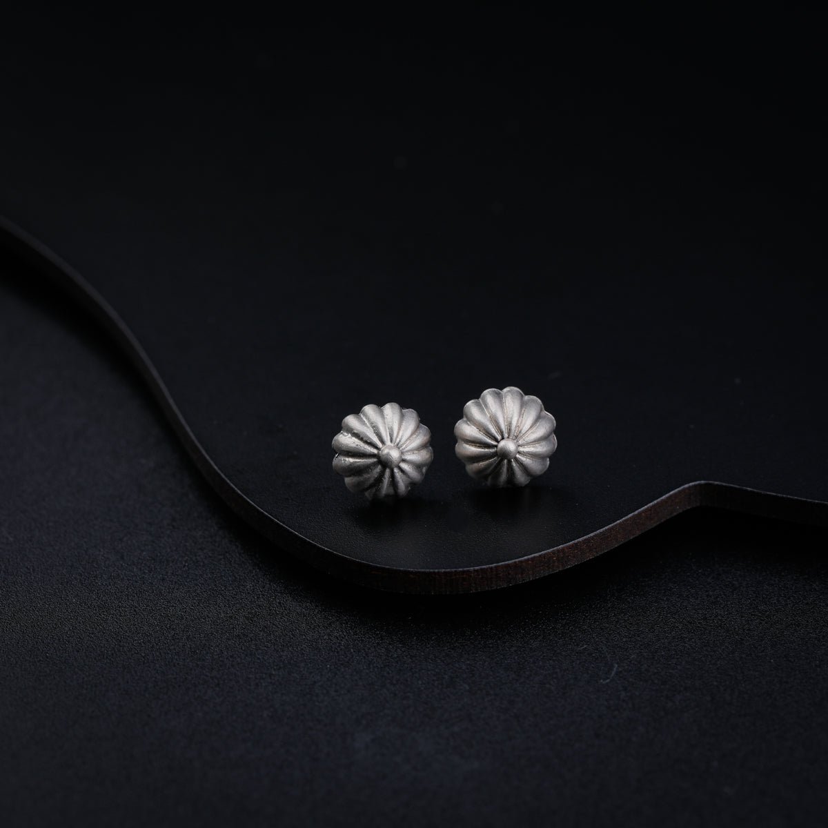 Silver Texture Dome Earrings