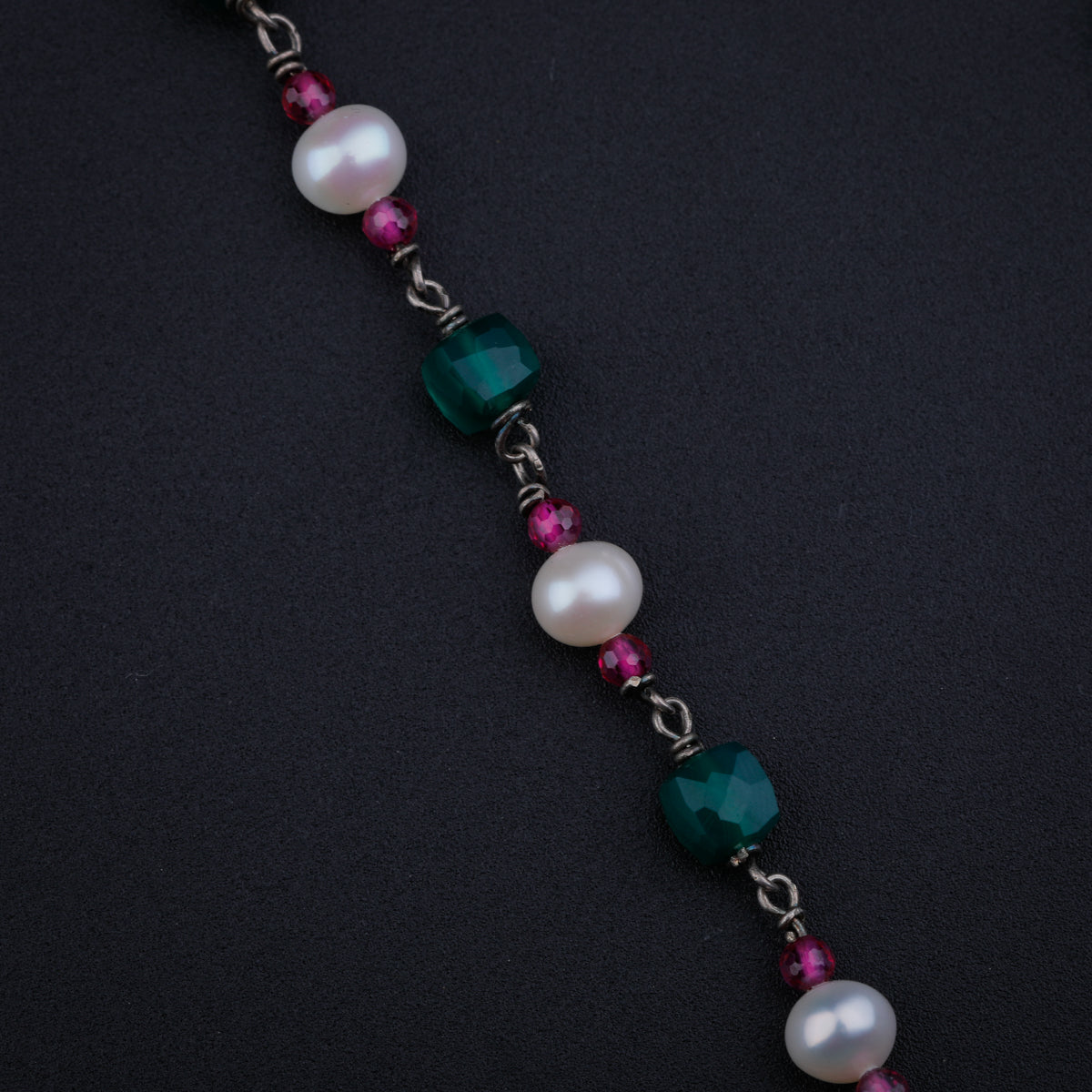 Peacock Pendant with Green Onyx, Ruby and Pearls