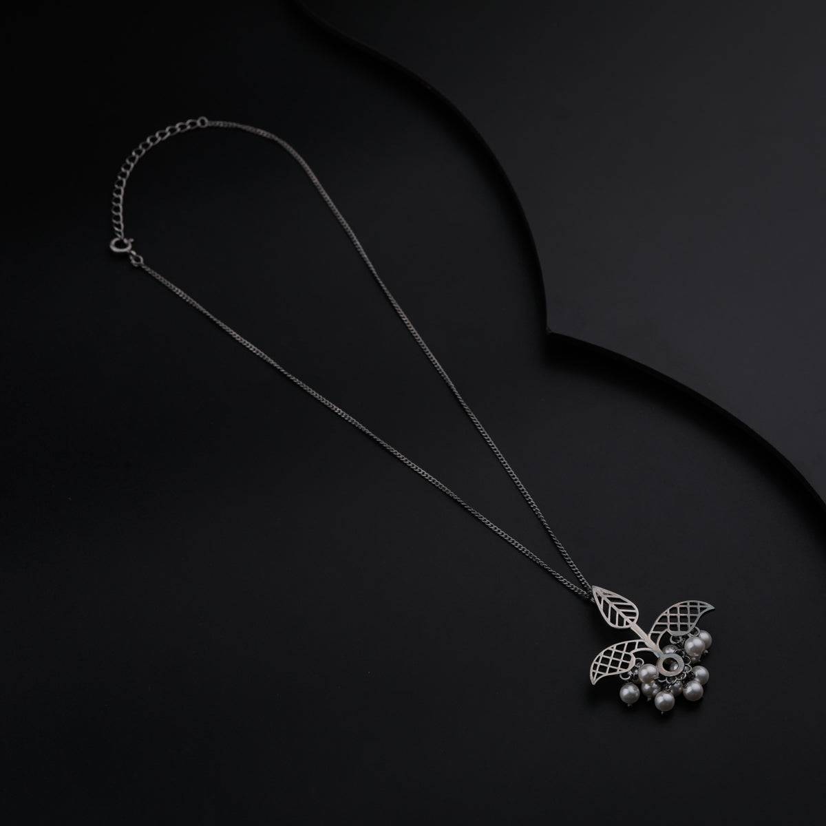 Silver Leaf Filigree Oxidized Necklace