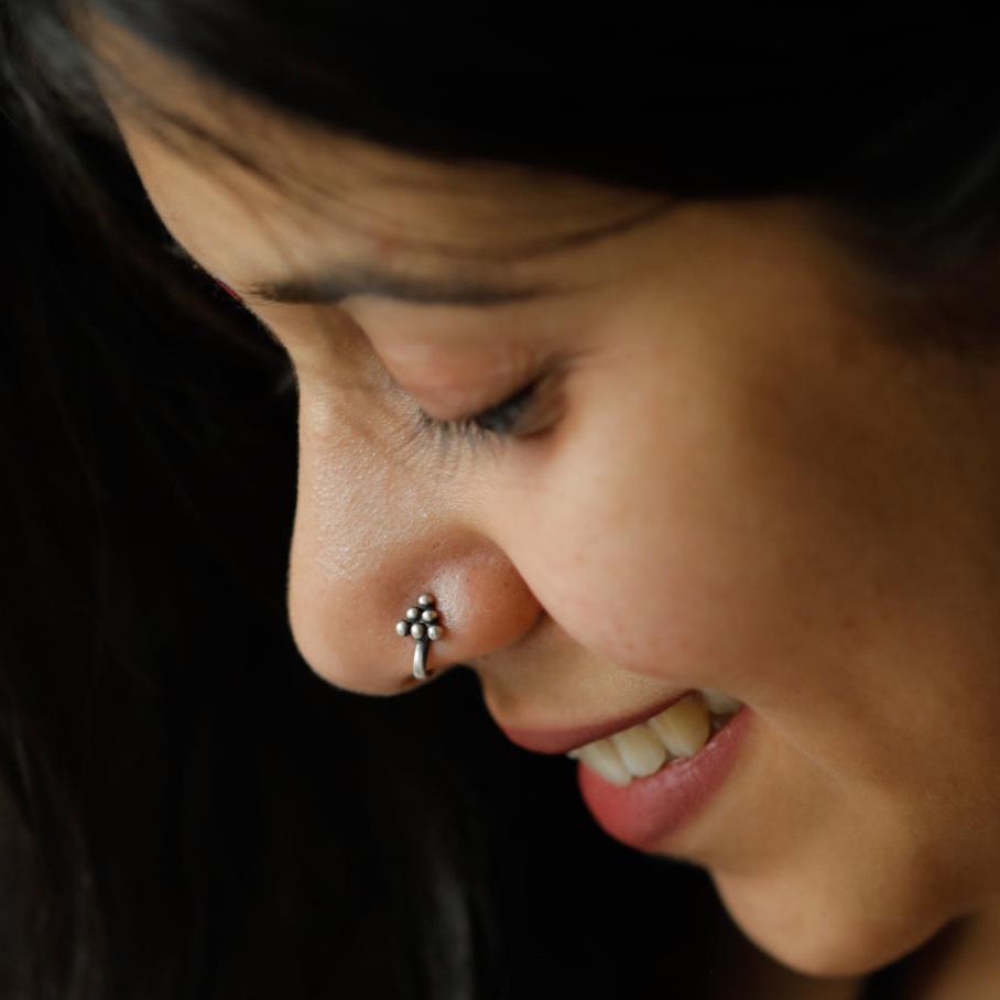 Handmade Silver Pyramid Nose pin (Clip on)