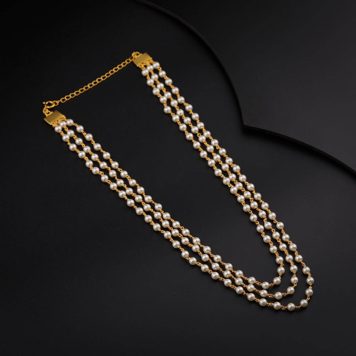Three Layers Pearl Chain |  92.5 Silver | 22K Gold Plated
