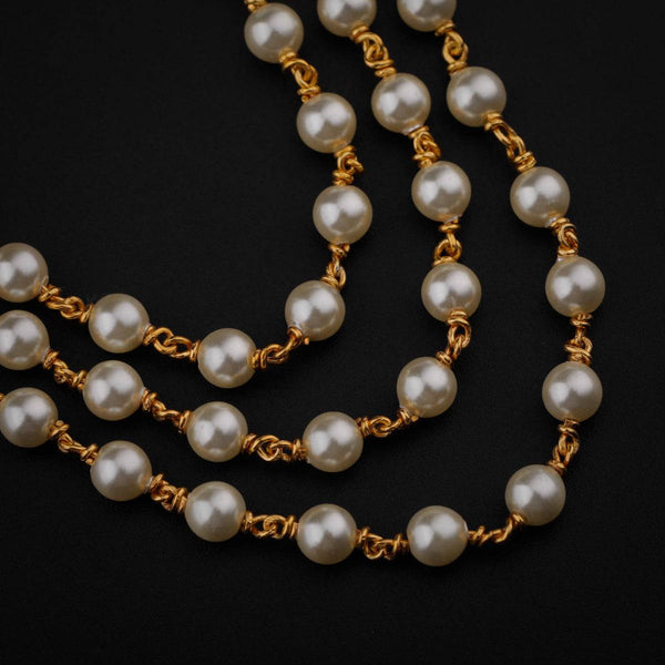 Three Layers Pearl Chain | 92.5 Silver | 22K Gold Plated