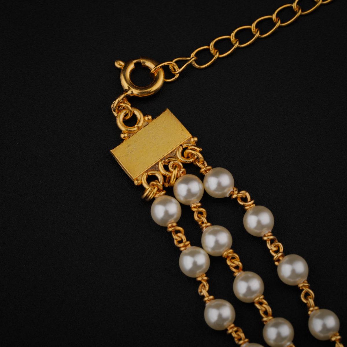 Three Layers Pearl Chain |  92.5 Silver | 22K Gold Plated