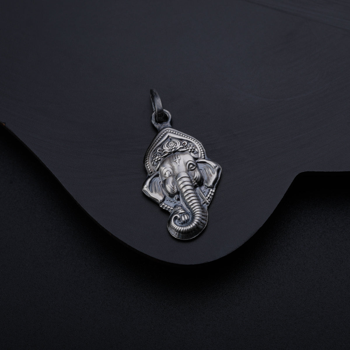 Silver Ganesh Pendant Oxidized Big (Without Chain)