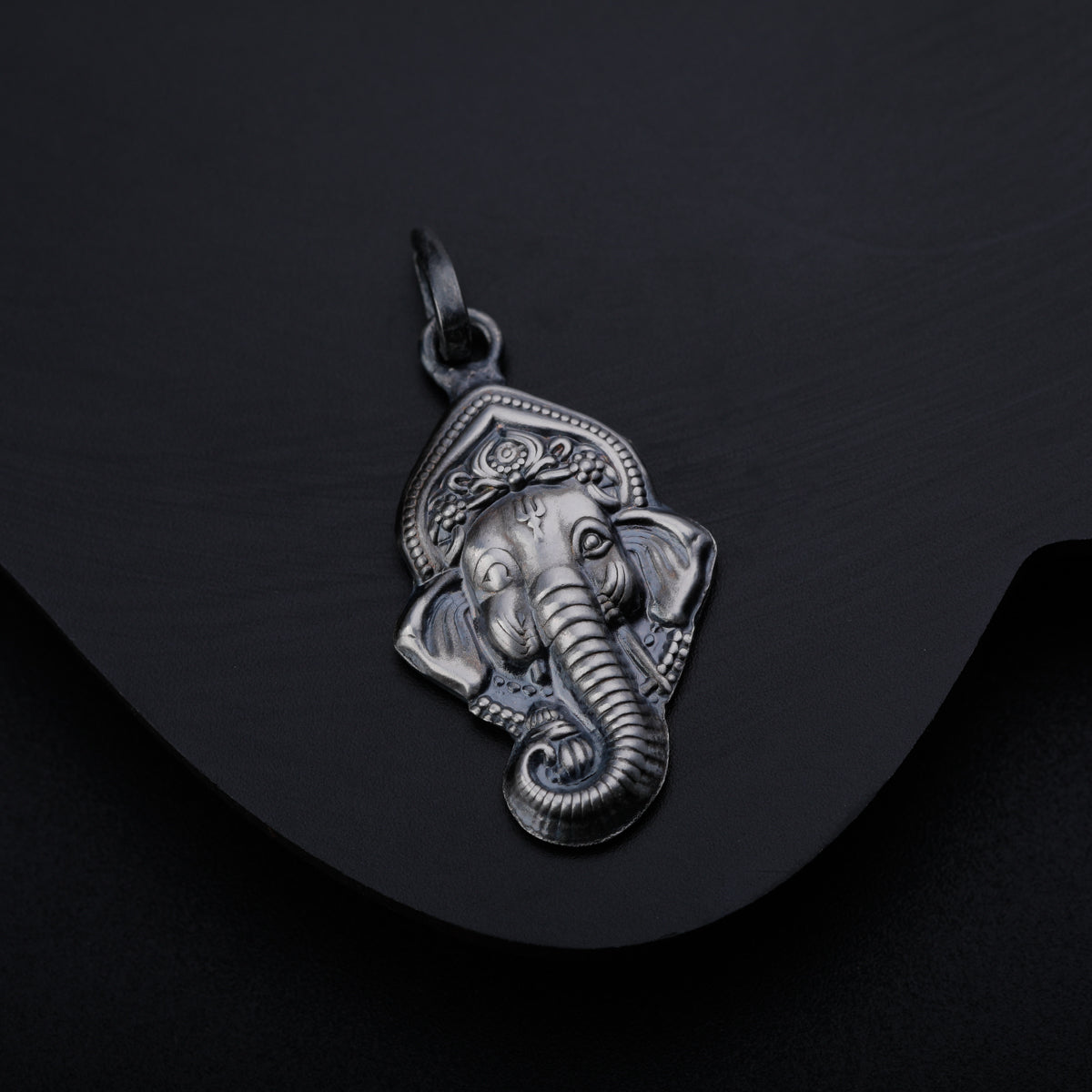 Silver Ganesh Pendant Oxidized Big (Without Chain)
