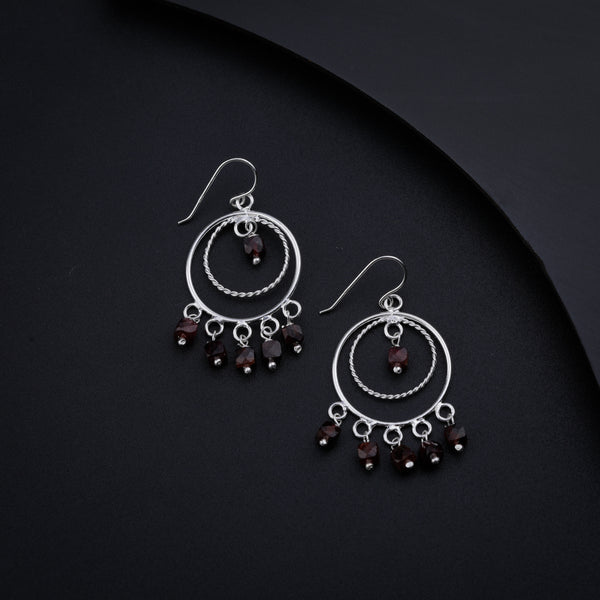 Garnet Chandbali | 92.5 silver earrings | size : small