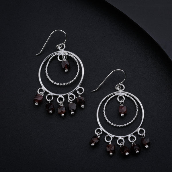 Garnet Chandbali | 92.5 silver earrings | size : small