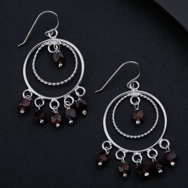 Garnet Chandbali | 92.5 silver earrings | size : small