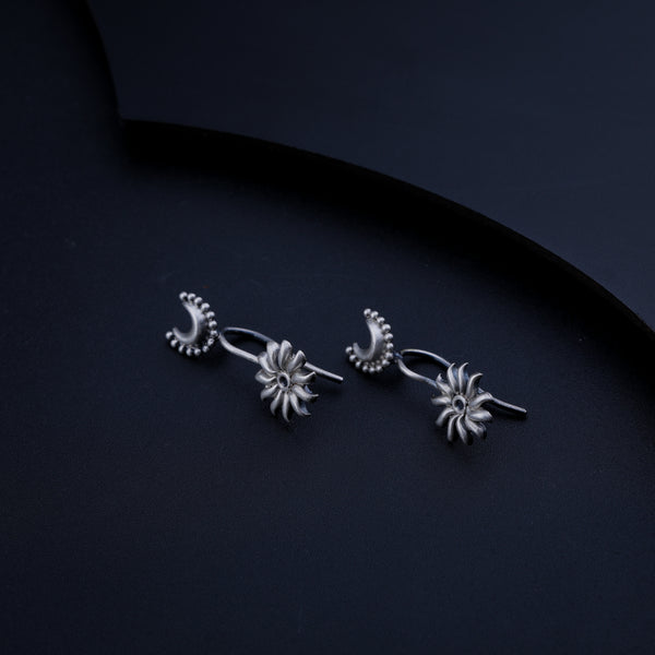 Silver Chandrakor and Sun Bugadi clip-on earrings for traditional jewelry