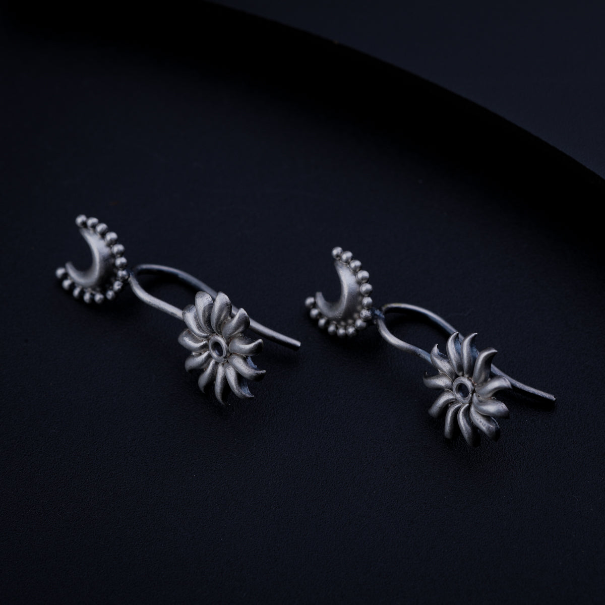 Silver Chandrakor and Sun Bugadi clip-on earrings for traditional wear