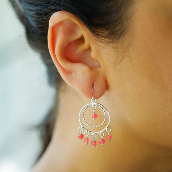 Pink Sapphire Chandbali | 92.5 silver earrings | size : small