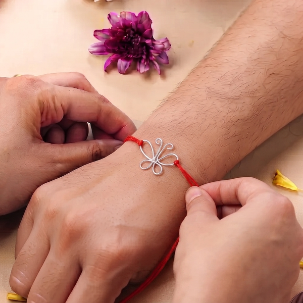 Silver Wire Bent Butterfly Rakhi (Project Handmade)