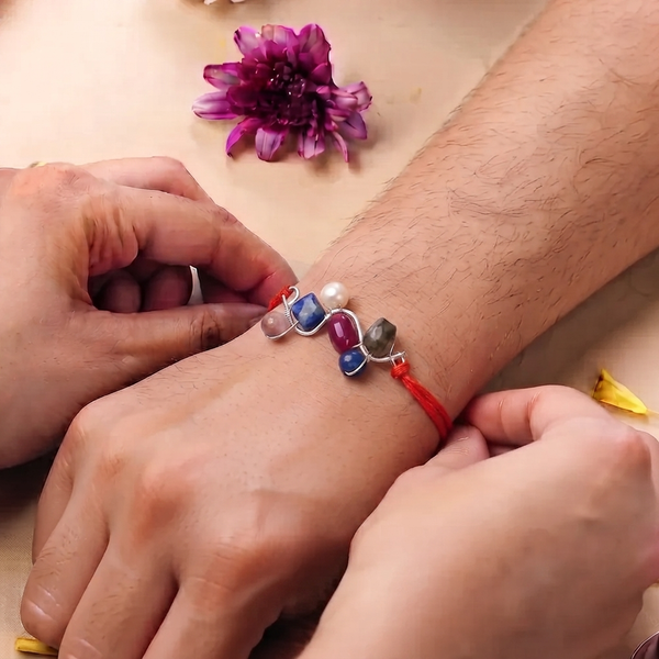 Multicolour Stone Wrapped Rakhi (Project Handmade)