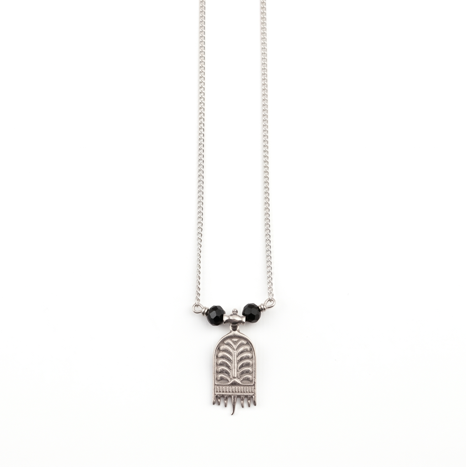 Silver Mangalsutra with black beads and pendant