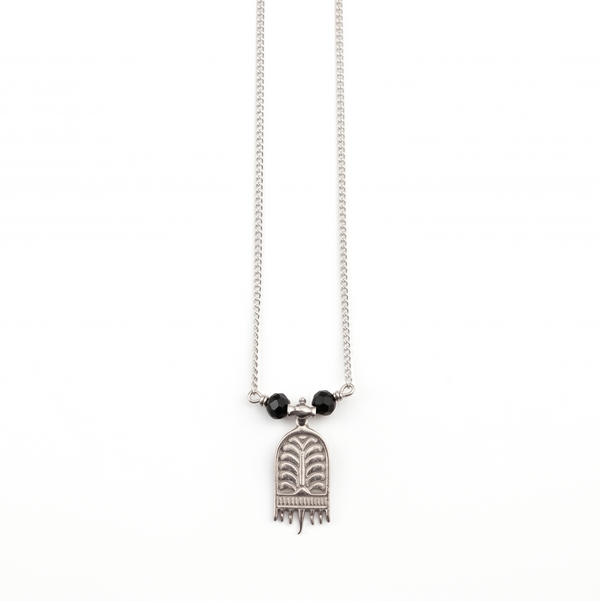 Silver Mangalsutra with black beads and pendant