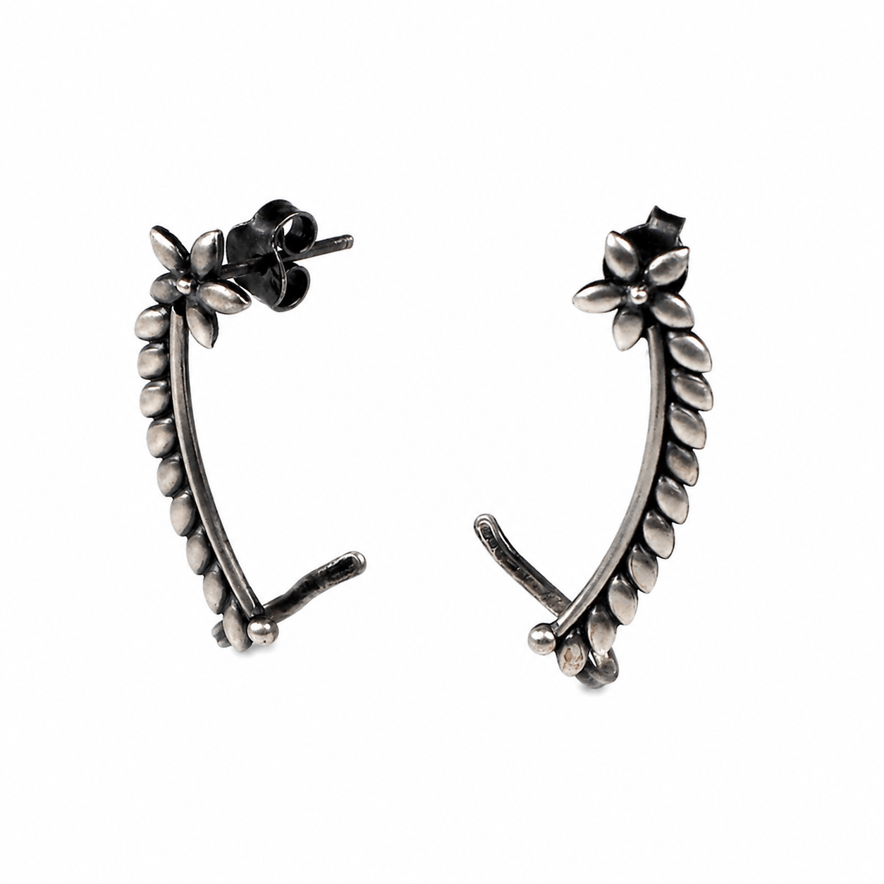 Sterling silver floral hoop earrings for traditional elegance