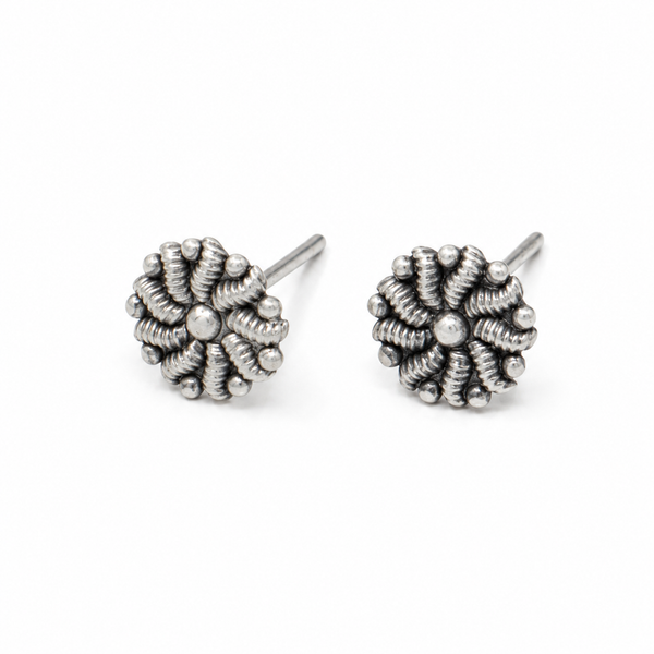 Silver Abstract Flower Stud | 92.5 Silver
