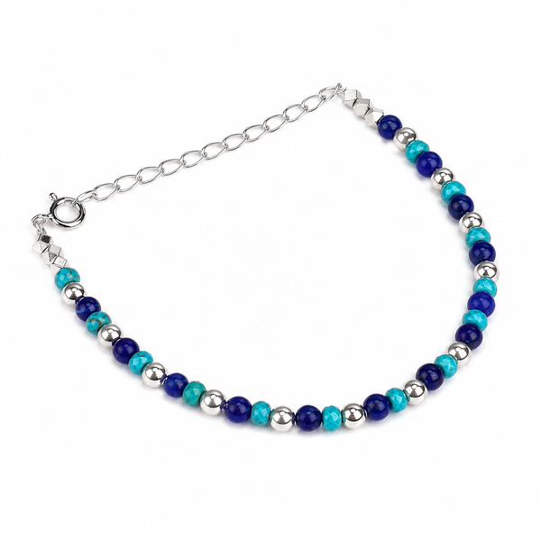 Silver Beaded Evil Eye Bracelet