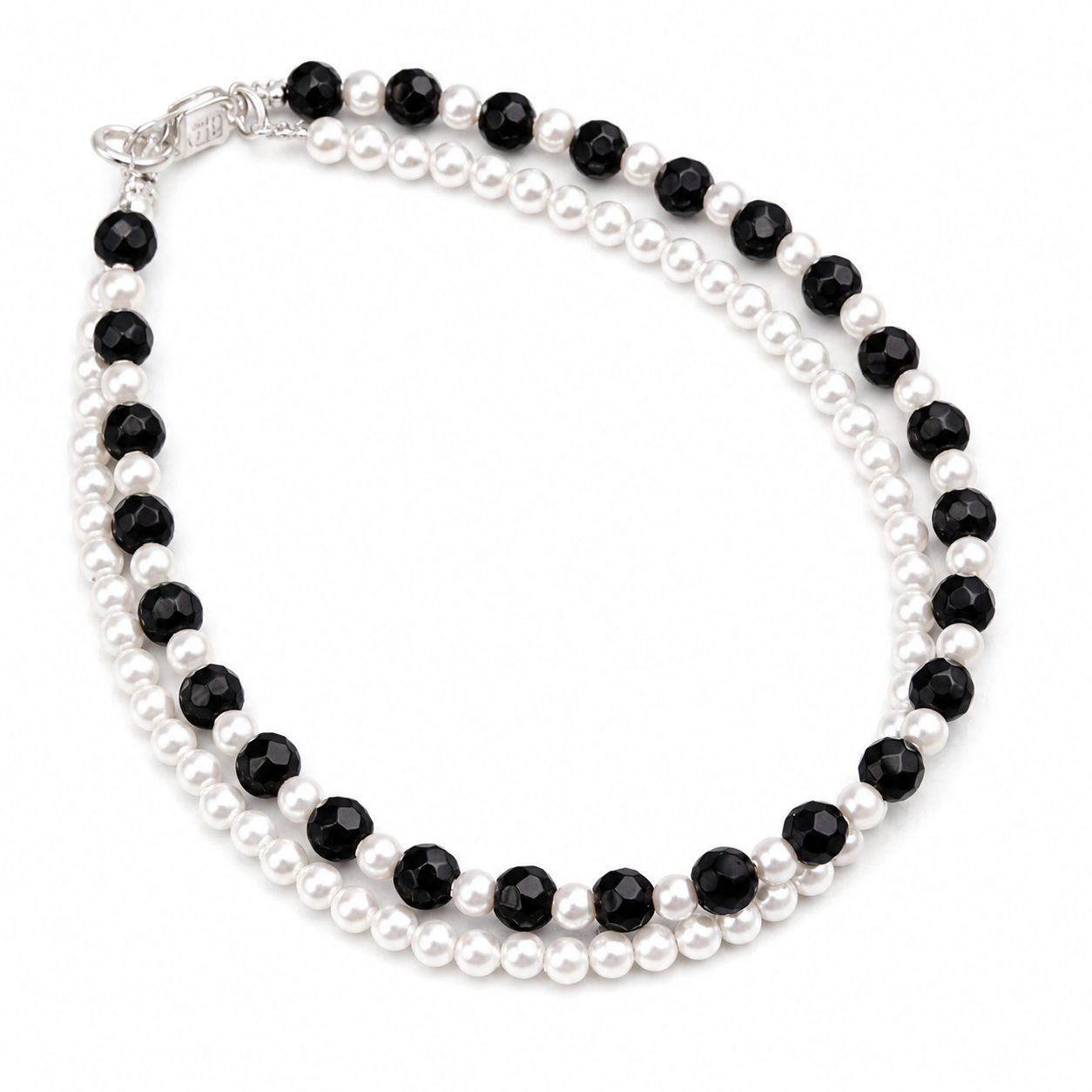 Silver Bracelet with Pearl & Black Spinel