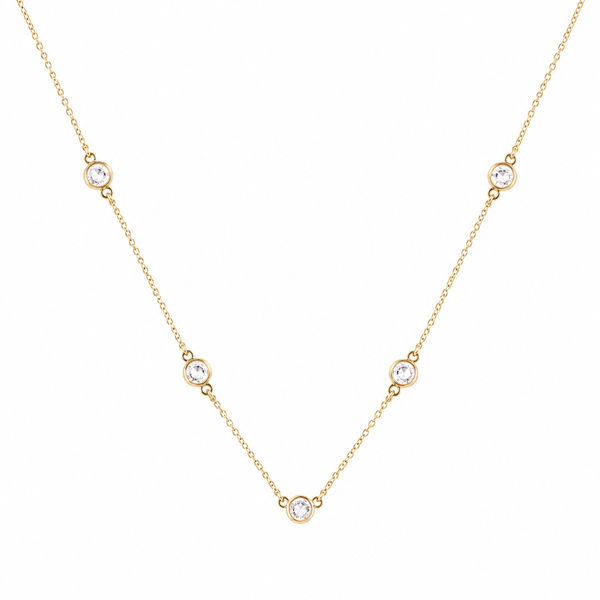 Silver CZ Dot Necklace | 92.5 Silver | 22K Gold Plated