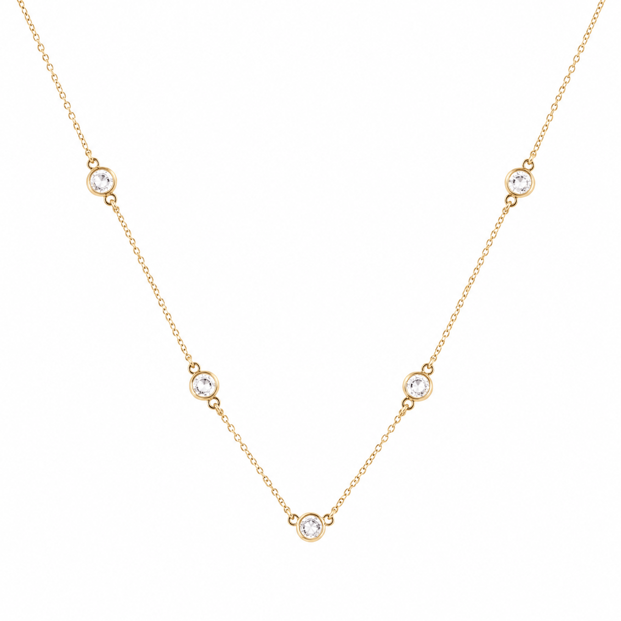 Gold CZ Dot Necklace